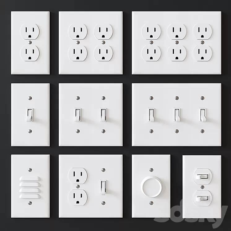 US electrical outlets and switches 3D Model