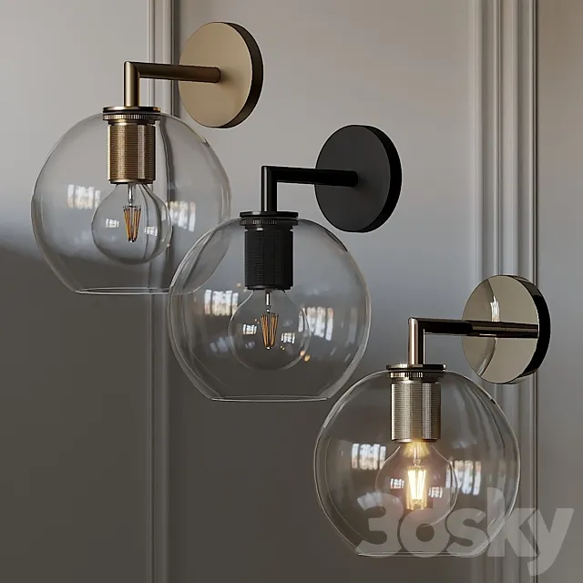 Utilitaire Globe Shade Single Sconce 3 Type Materials 3DModel