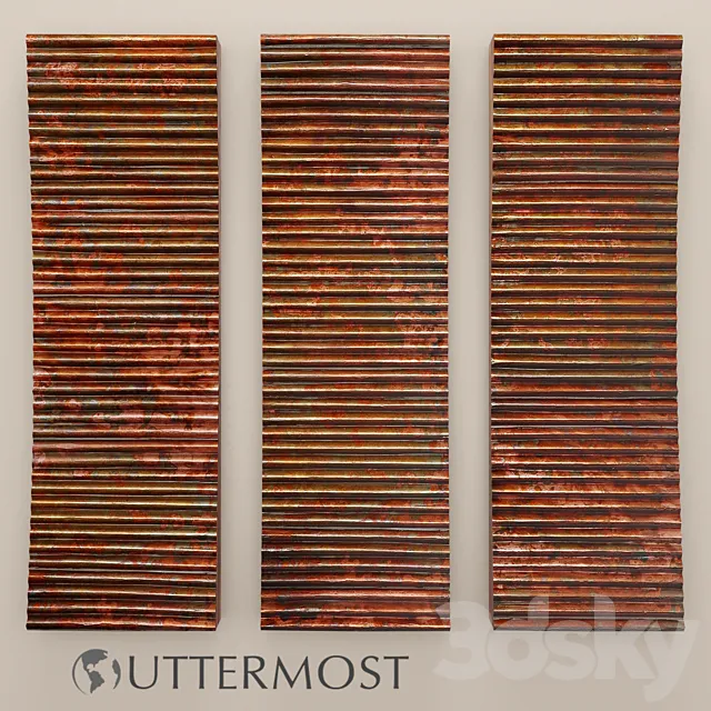 Uttermost Adara Copper Wall Art - Set copper copper patina rust loft décor wall decor picture metallic panel rust modern art art 3D Model