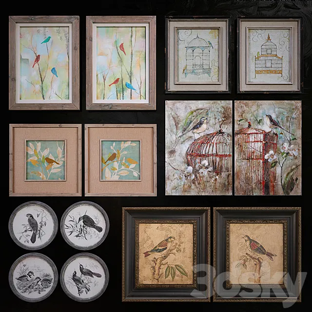 Uttermost birds pictures set 3DModel