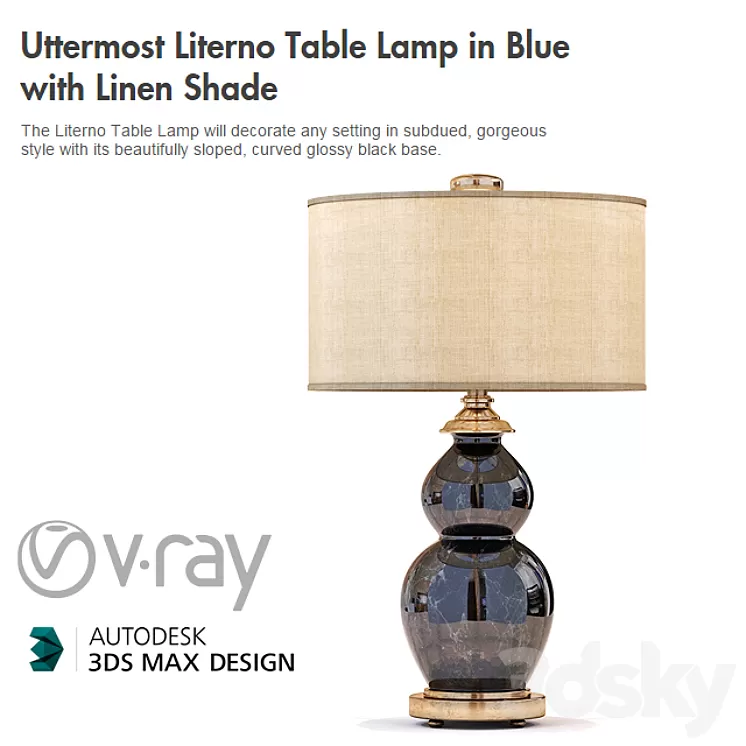 Uttermost Literno Table Lamp in Blue with Linen Shade 3D Model
