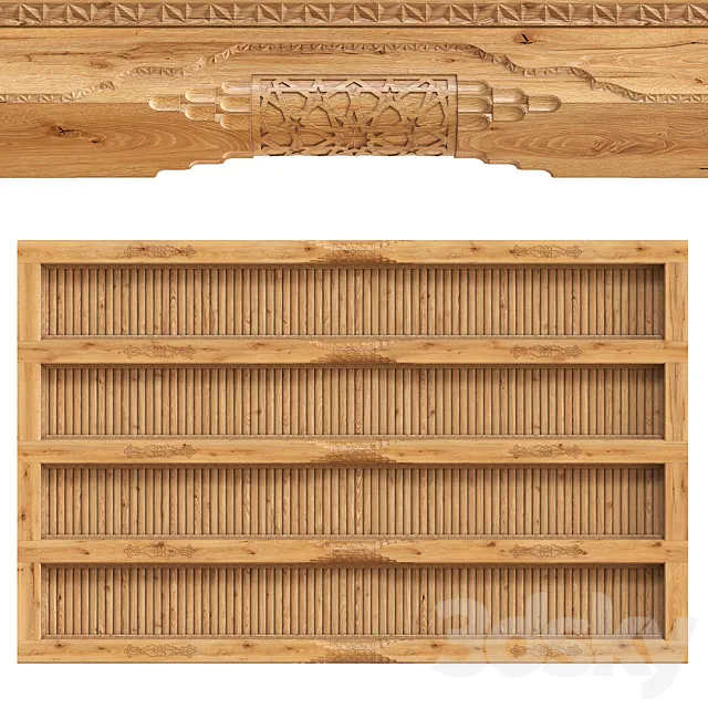 Uzbek carved beam 3D Model