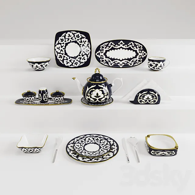 Uzbek National Tableware Buttermilk 3D Model