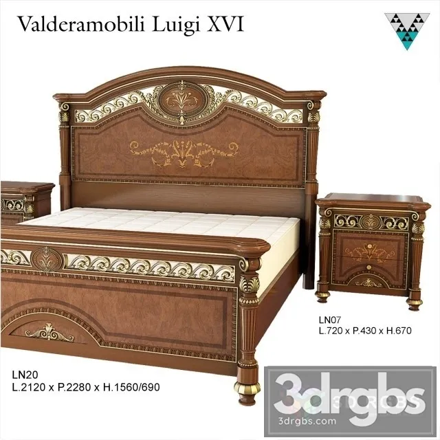 Valderamobili Luigi XVI Bed 3D Model Free