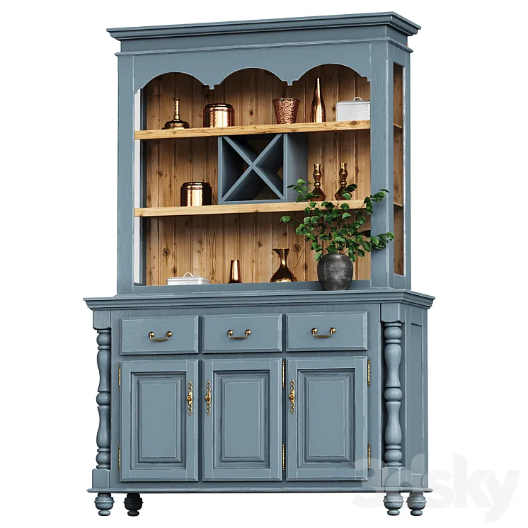 Valencia buffet with decor 3D Model Free