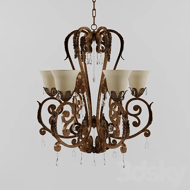Valentina Iron Leaf Collection Six Light Chandelier 3DModel