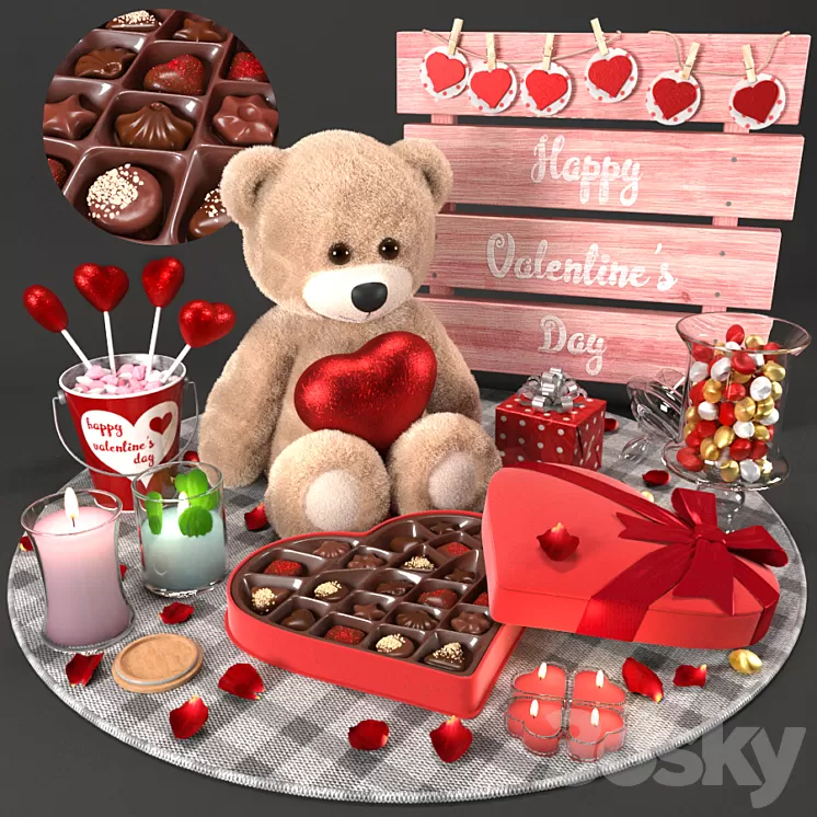 Valentine set 3D Model