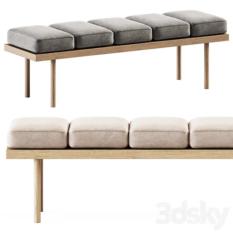 Valentino Bench by Missana / Soft bench 3D Model Free
