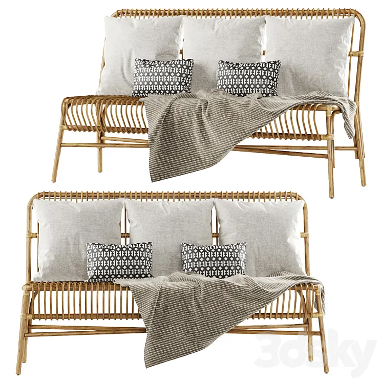 Valerie vintage rattan three-seater sofa \/ Three-seater rattan sofa Free Download