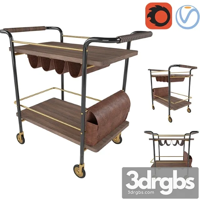 Valet bar cart 2 3D Model Free