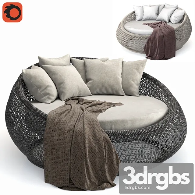 Vanfayette round wicker rattan patio chaise lounge