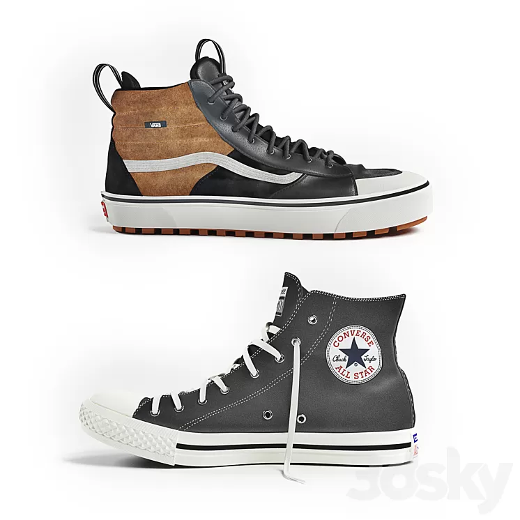 Vans and converse shoes 3D Model