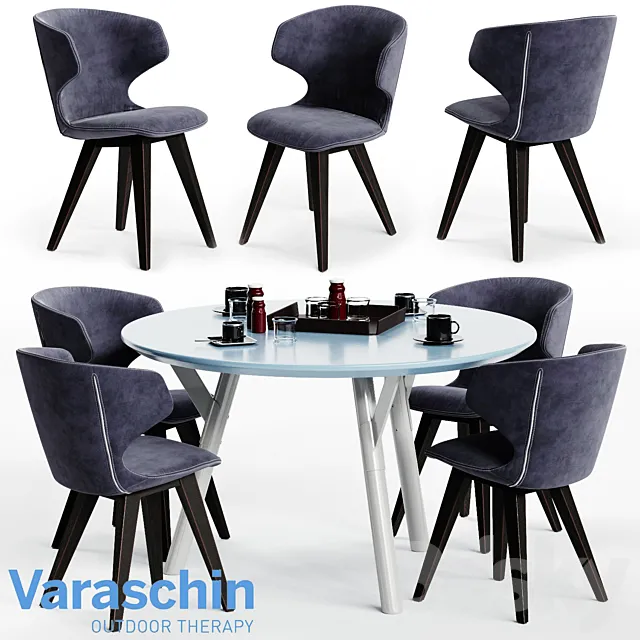 Varaschin KLOE Chair and LINK Table 02 3D Model