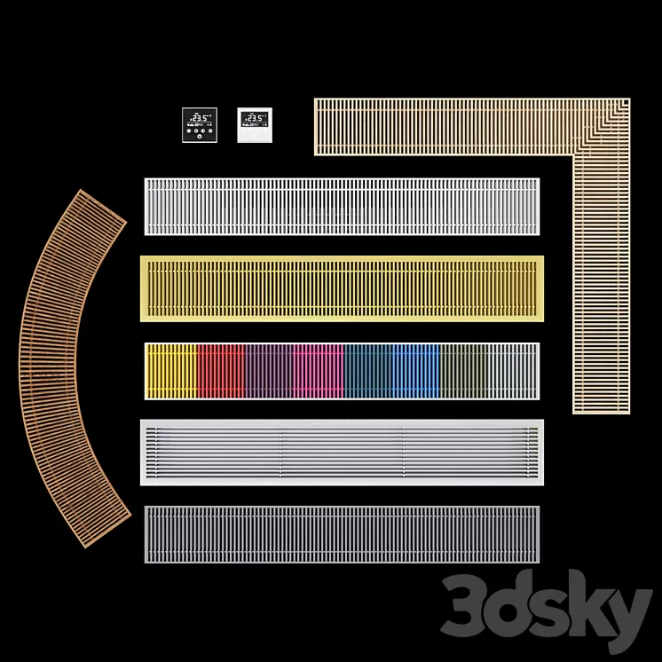 Varmann Ntherm Built-in Radiators and Vartronic Thermostats 3D Model