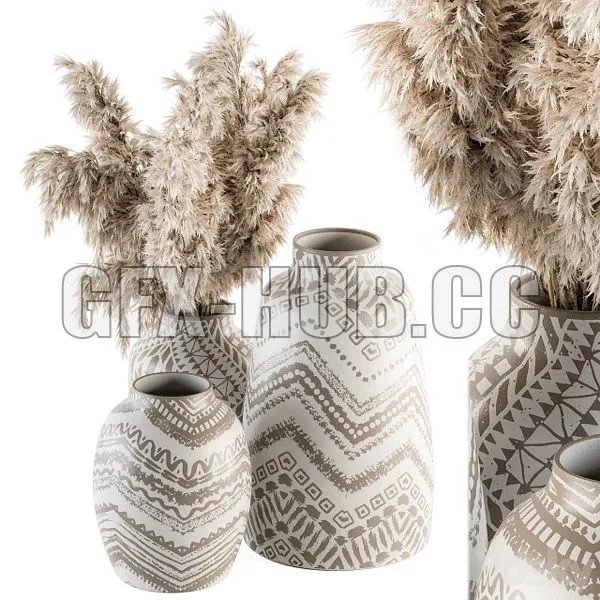 Vase and Plant Decorative Set Set 84 3D Model