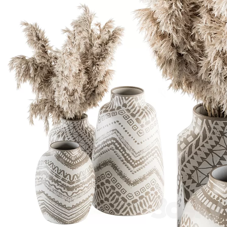 Vase and Plant Decorative Set – Set 84 3D Model