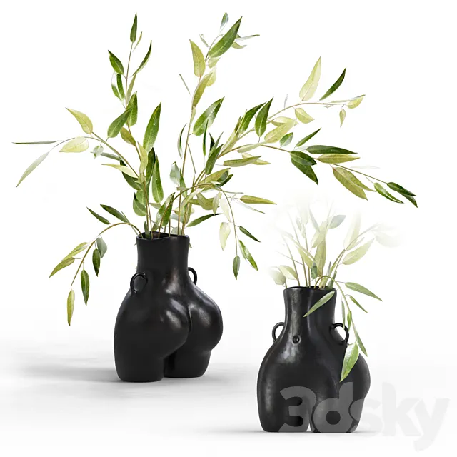 Vase black Love Handles Anissa Kermiche 3DModel