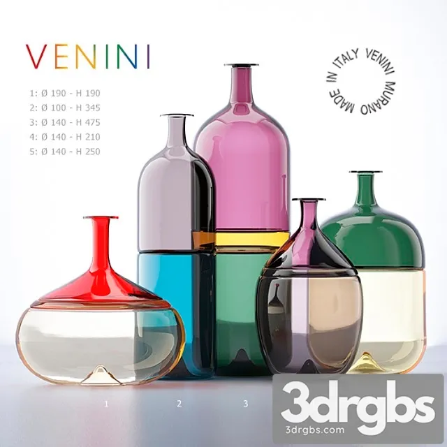 Vase Bolle Bottles Venini 3D Model Free
