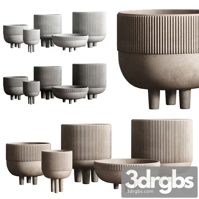 Vase Concrete Indoor Outdoor Set 03 3D Model Free