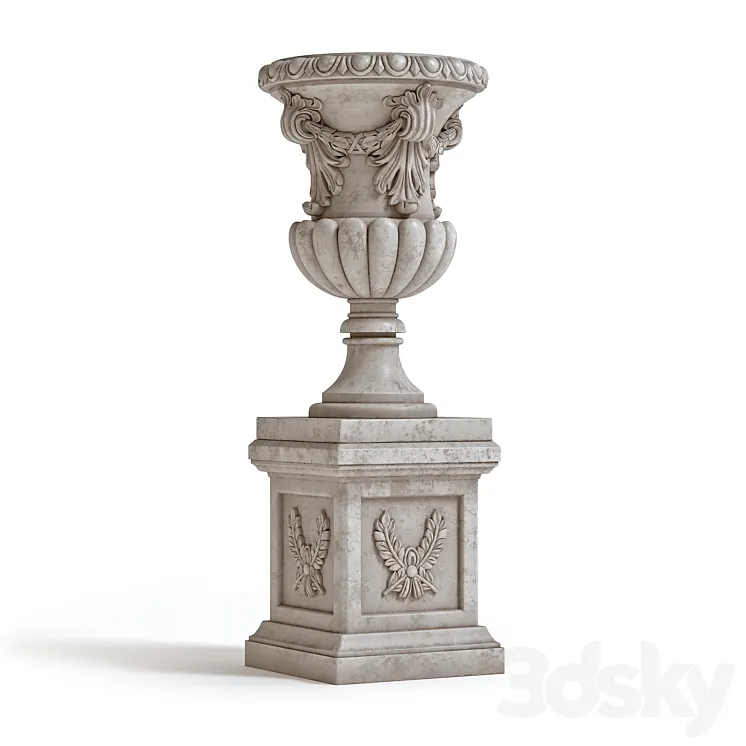 Vase On Plinth 002 3D Model Free