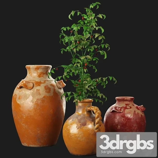 Vase Pottery barn sicily terra cotta vases 3D Model Free