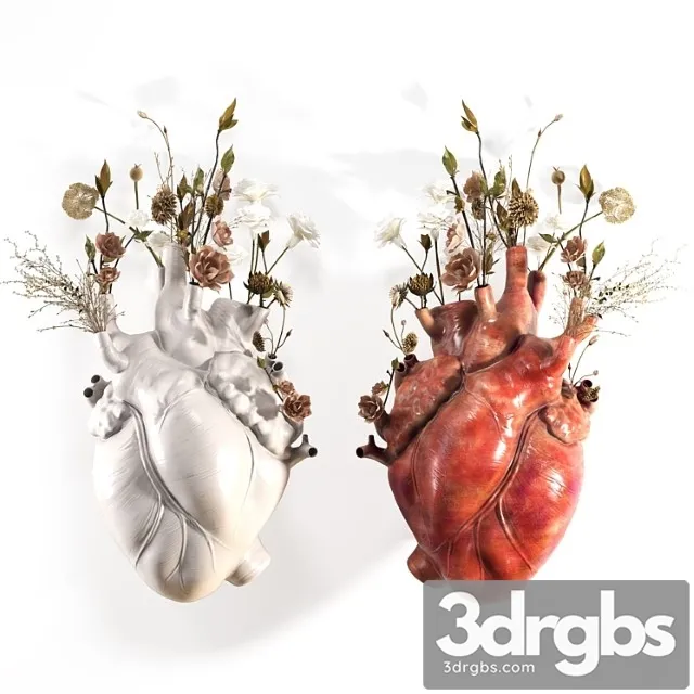 Vase Wall heart vase 3D Model Free