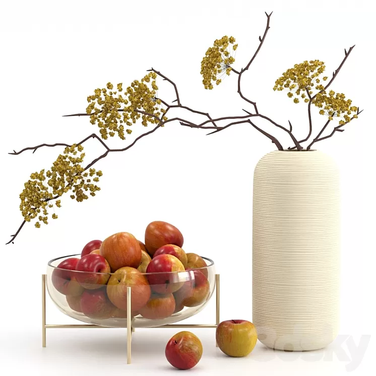 Vase with apples 3D Model Free