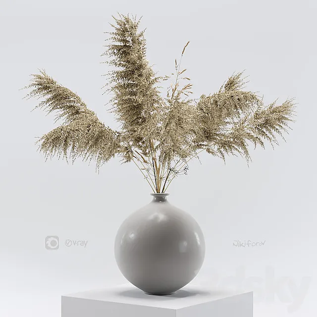 Vase with dried flowers 0001 3DModel