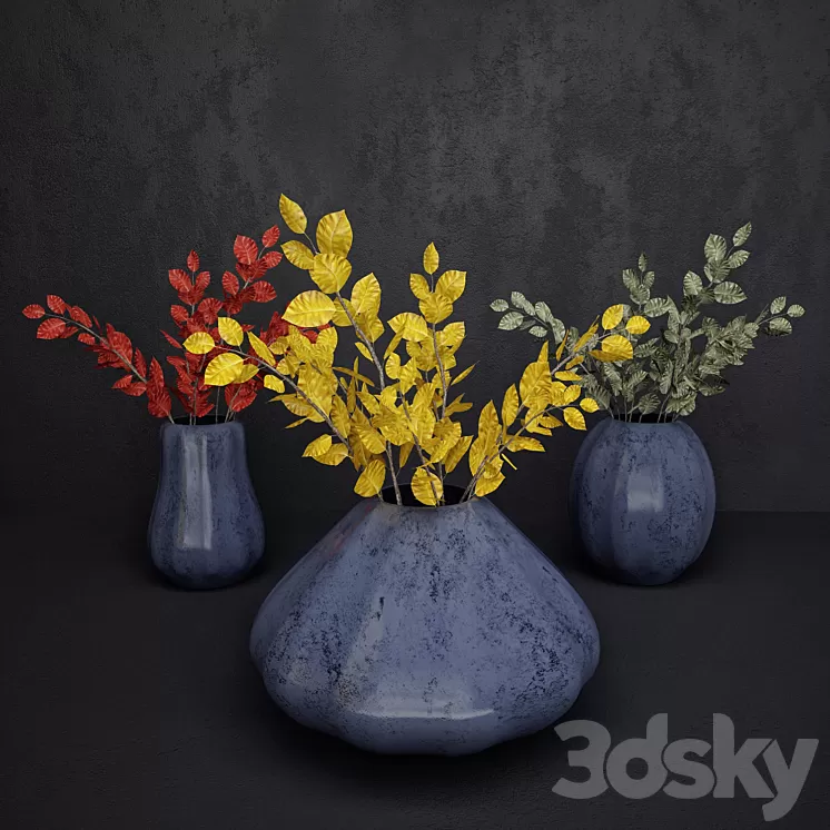 Vase with leaves