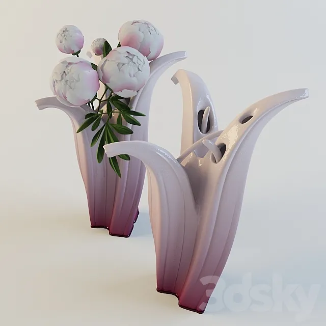 vase with peonies 3DModel