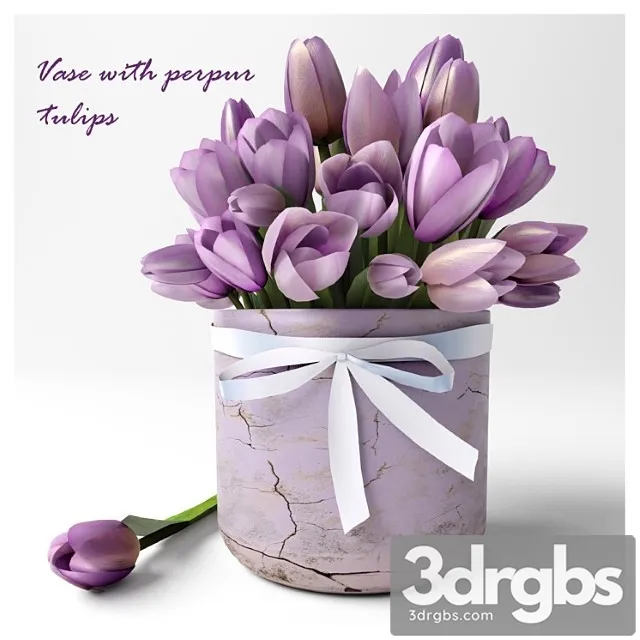 Vase With Perpur Tulips 1 3D Model Free