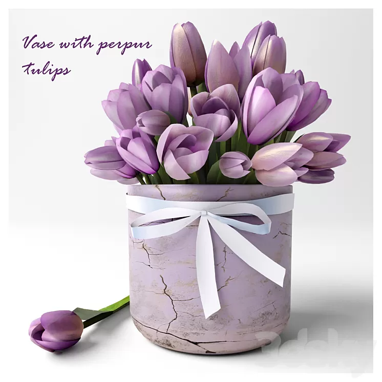 Vase with perpur tulips 3D Model