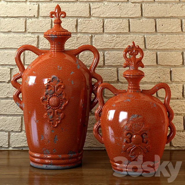 Vase with red craquelure 3D Model