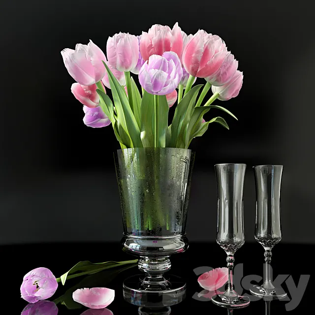 Vase with tulips 3D Model