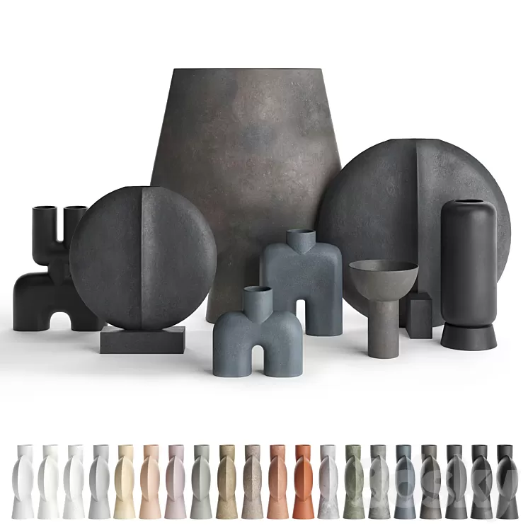 Vases 101 Copenhagen set 02 3D Model Free