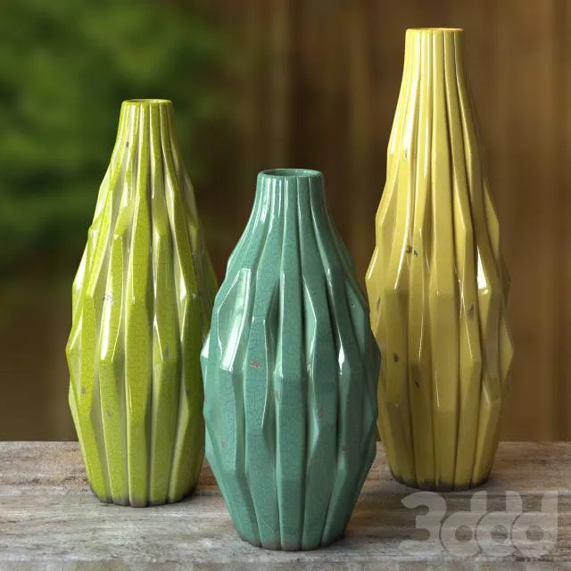 Vases Cactus with craquelure Free Download