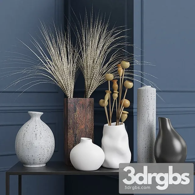 Vases Dried Flowers 3D Model Free