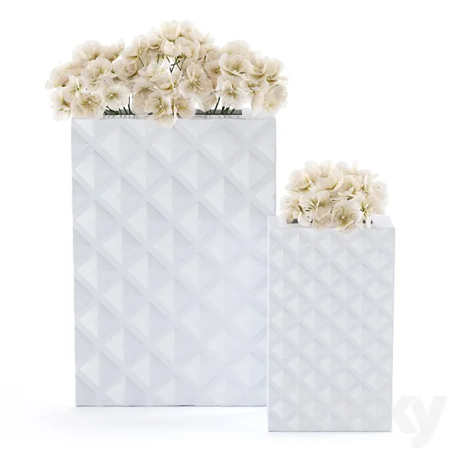 Vases Kelly Hoppen Tetra Vases Tall and Small 3D Model