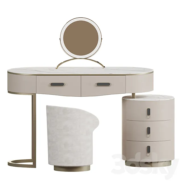 Vasto Slate Makeup Vanity 3D Model