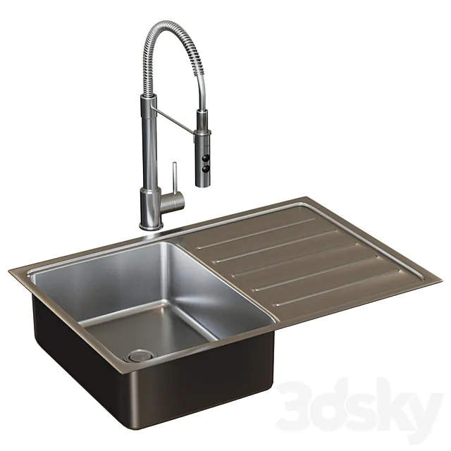 VATTUDALEN VATTUDALEN Single mortise sink with wing stainless steel69x47 cm 3D Model