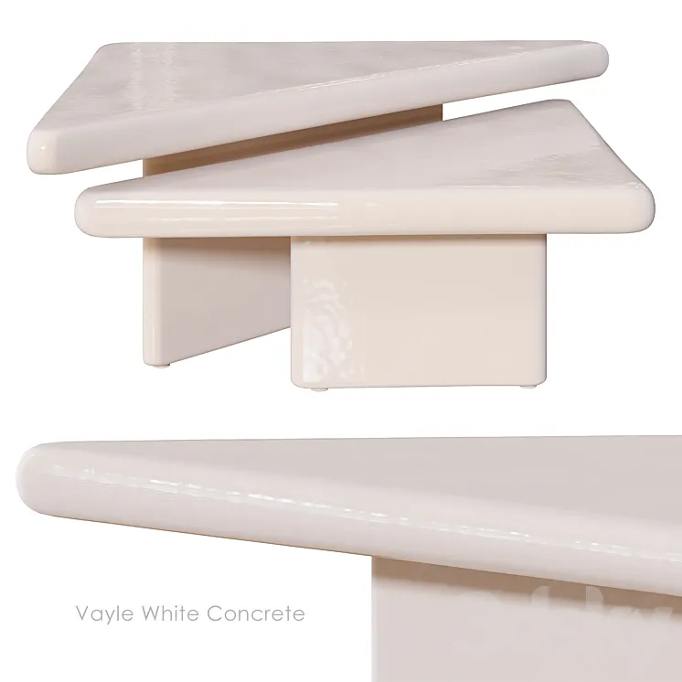 Vayle White Concrete Coffee Table by CB2 3D Model Free