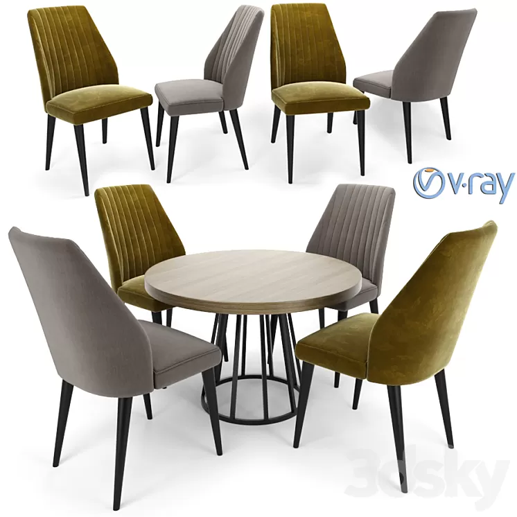 Vaz Dining Chair With Round Table 3D Model