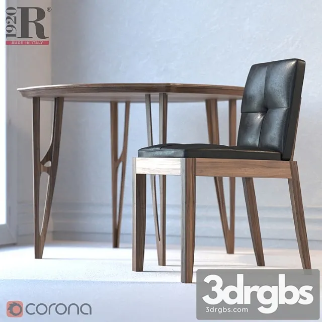 Vegan table. bever sedia chair. riva 1920 2 3D Model Free