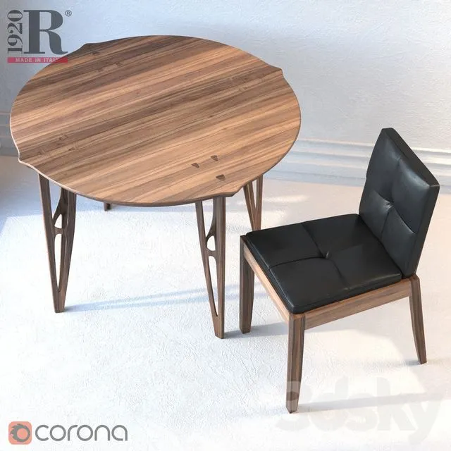 Vegan table. Bever sedia chair. Riva 1920 3D Model