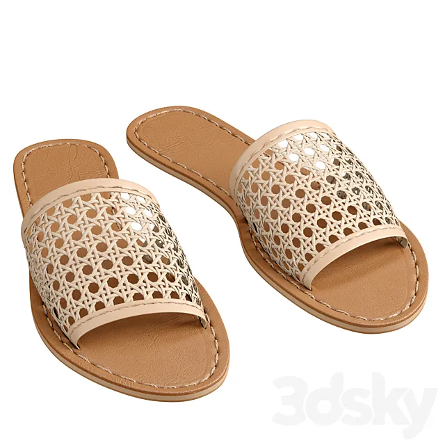 Vegan Woven Rattan Slides 3DModel