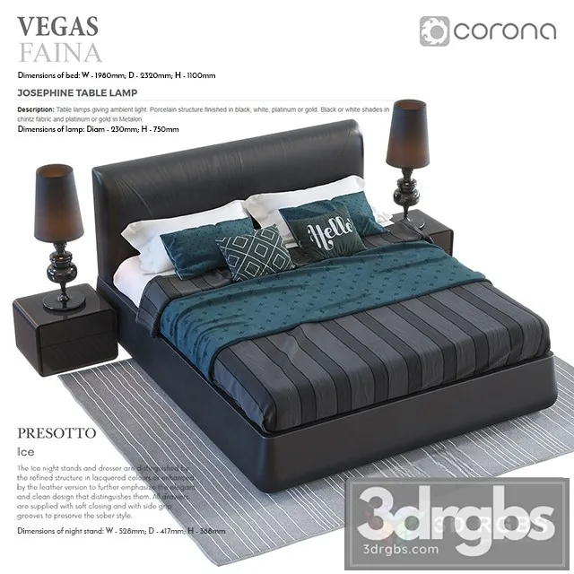 Vegas Faina Bed 3D Model Free