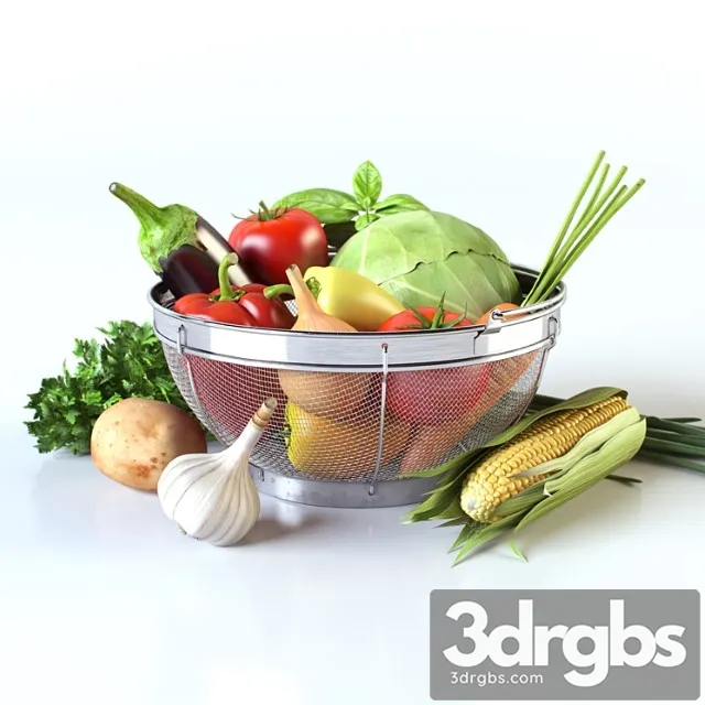 Vegetables In The Basket 3D Model Free