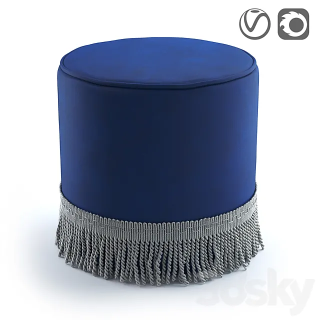 Velor pouf with fringe Ramona 3DModel