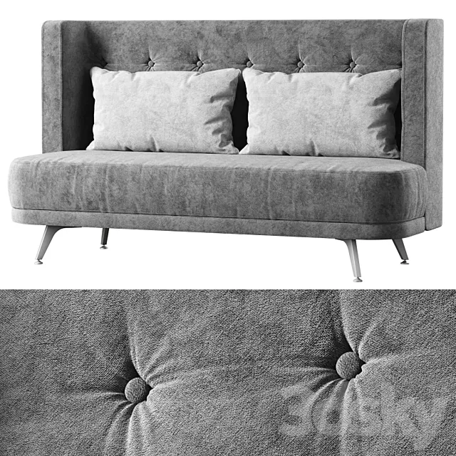 Velor two-seater restaurant sofa KL016 _ Two-seater sofa with carriage pull 3D Model