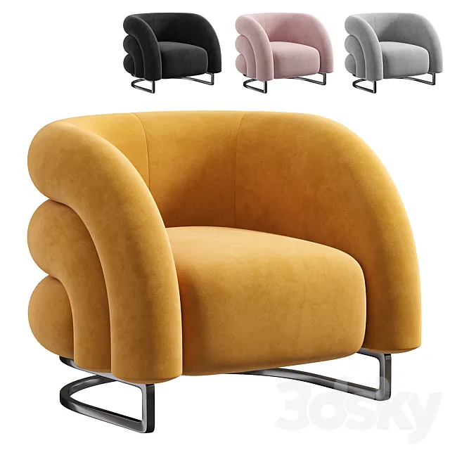 Velvet Accent Chair 3D Model